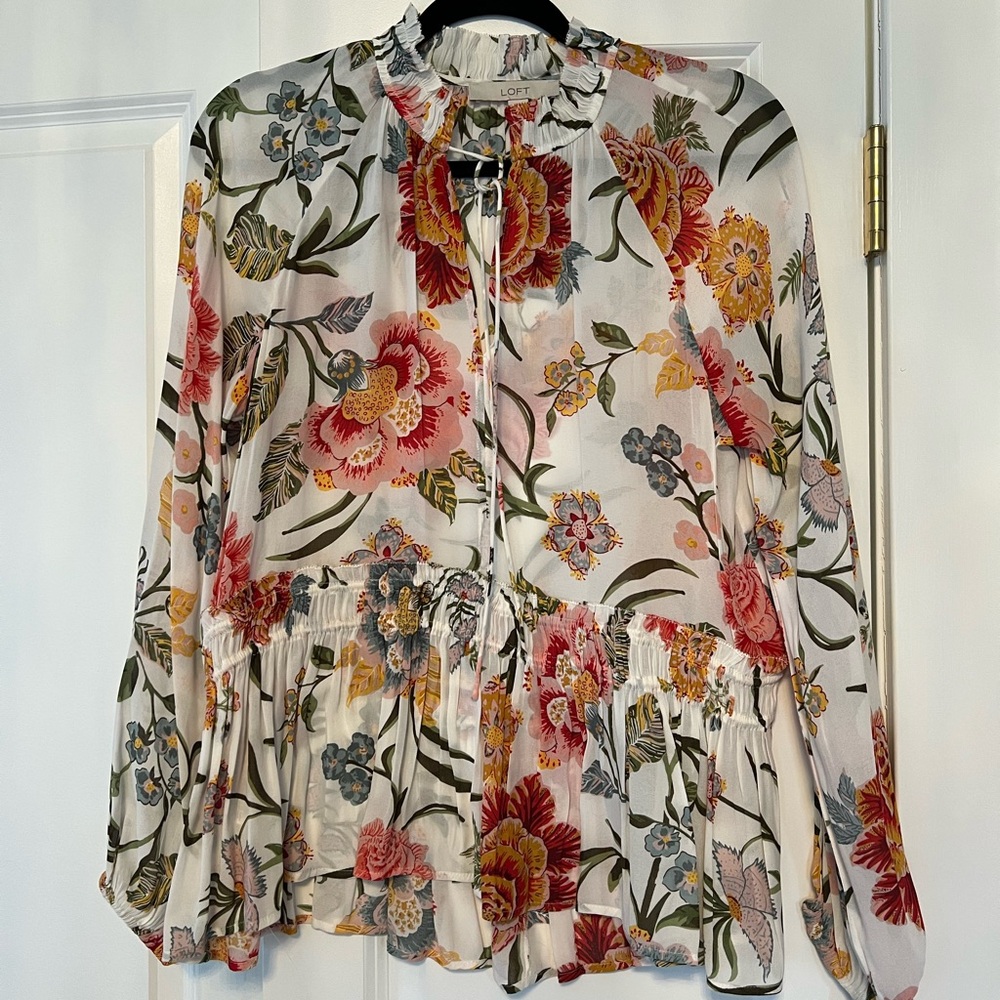 Floral Long-Sleeve Blouse by Loft